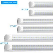 T8 2 50PCS LED Tube Light Bulbs 2FT 28W 4FT 60W 8FT 120W LED Shop Light Fixture