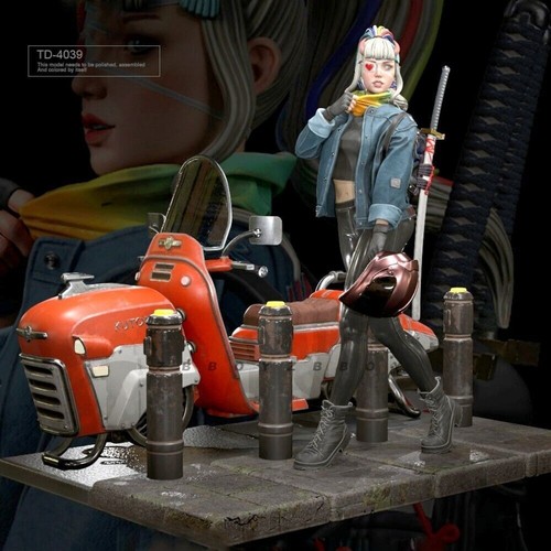 1:24 Harzfigur Modell Zukunft Motorrad Klinge Läufer unmontiert unlackiert - Bild 1 von 5
