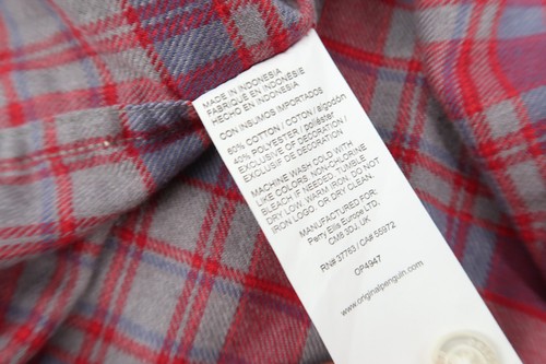 Original Penguin Men's XL Red Gray Plaid Long Sleeve Woven Flannel Pocket Shirt - Picture 6 of 10