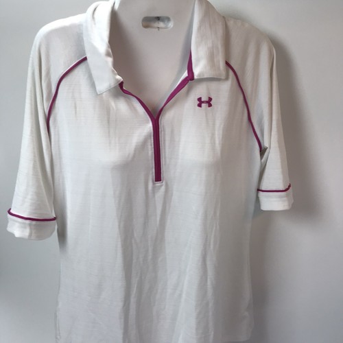 Under Armor Top Short Sleeved Activewear Fitted Heat Gear White M - Picture 2 of 8