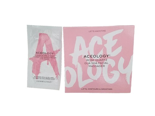 Masajeador facial ACEOLOGY cuarzo rosa Gua Sha + máscara para ojos - Imagen 7 de 7