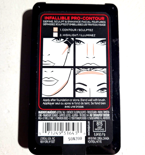 Loreal Infallible Pro~ Contour Contour AND Highlight Palette Shade 815 Deep - Picture 4 of 5