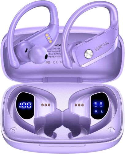 BMANl T16 True Wireless Sport Earbuds Purple Earhooks Built-in Mic BMANI-VEAT00L