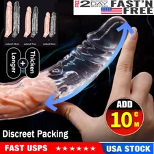 9" Realistic Penis Extender Extension Sleeve 3.9" Cock Girth Enhancer Enlarger
