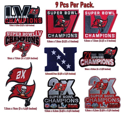 Lot De 10 Patches Tampa Bay Buccaneers NFL – Fer à Coudre, 3,5 X 3,2 Pouces, Multi