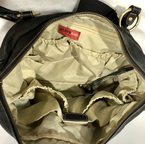 STORKSAK London "ELIZABETH" Black Leather Nappy Diaper Bag *HEAPS Of Storage!* - Picture 10 of 12