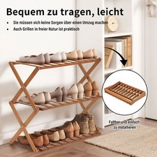 Relaxdays Schuhregal Aus Bambus – Stapelbar, 2 Ebenen Für Bis Zu 6 Paar Schuhe, Natur
