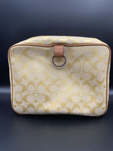 Genuine Coach Large Gold Yellow Travel Toiletry Cosmetic Bag Case