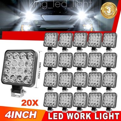 20 X 48W LED Work Light Truck OffRoad Tractor Flood Lights 12V Square 4 Inch