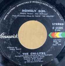 The Chi-Lites - Homely Girl 7", Single 45 RPM 1973 Brunswick Funk Soul VG+