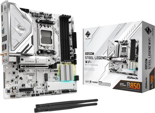 ASRock B850M Steel Legend WiFi Motherboard AMD Ryzen AM5 MicroATX 256GB DDR5 NEW - Picture 10 of 10