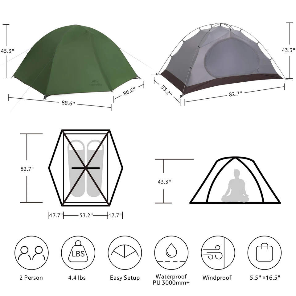 Tienda de campaña para 4 estaciones, tienda impermeable para mochileros para 2 personas, carpas para cuatro estaciones para col... Foto 2 de 4