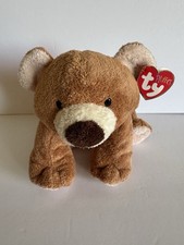 Ty Pluffies Slumbers Plush 2002 8" Tan Brown Teddy Bear Chamois Beanbag