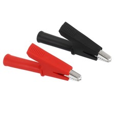 2 x Insulated Alligator Clips Crocodile Clip Clamp with 4mm Socket, Black Red
