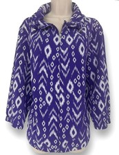Chico's Size 3  XL/16 Zenergy Purple Ikat Neema Lightweight Zip Jacket Coat