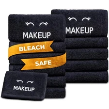 Bleach Safe Black Makeup Washcloths for Face Cleansing 12 Pack - Super Soft L...