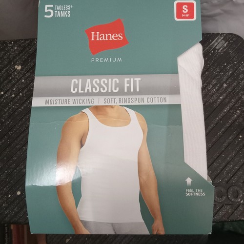 Hanes Premium Herren Comfort Tank Top Unterhemd 5er Pack - Weiß S: Baumwolle, leicht - Bild 1 von 9