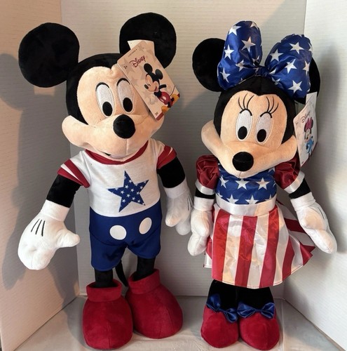 Disney Patriotic Greeter 4th Of July America Mickey & Minnie Mouse 24” Plush Set