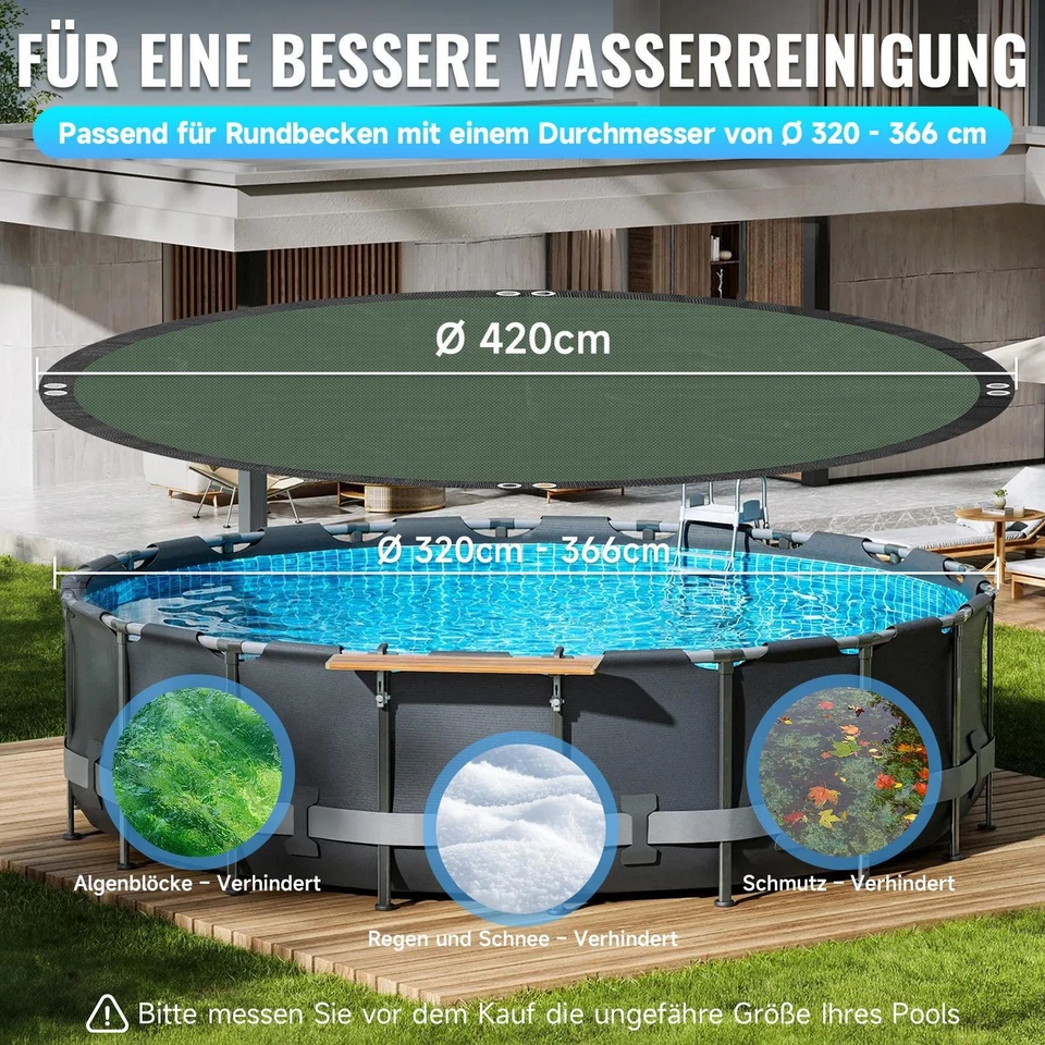 Pool-Abdeckung Abdeck-Plane rund Winter Poolfolie Solarplane UV Schutz 200g/m² - Bild 4 von 4