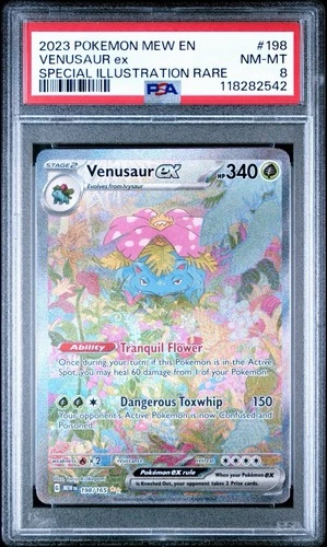 2023 POKEMON MEW EN-151 SPECIAL ILLUSTRATION RARE #198 VENUSAUR EX PSA 8