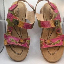 Socofy Genuine Leather Sandals  Shoes Colorful Retro Pink Multi  38