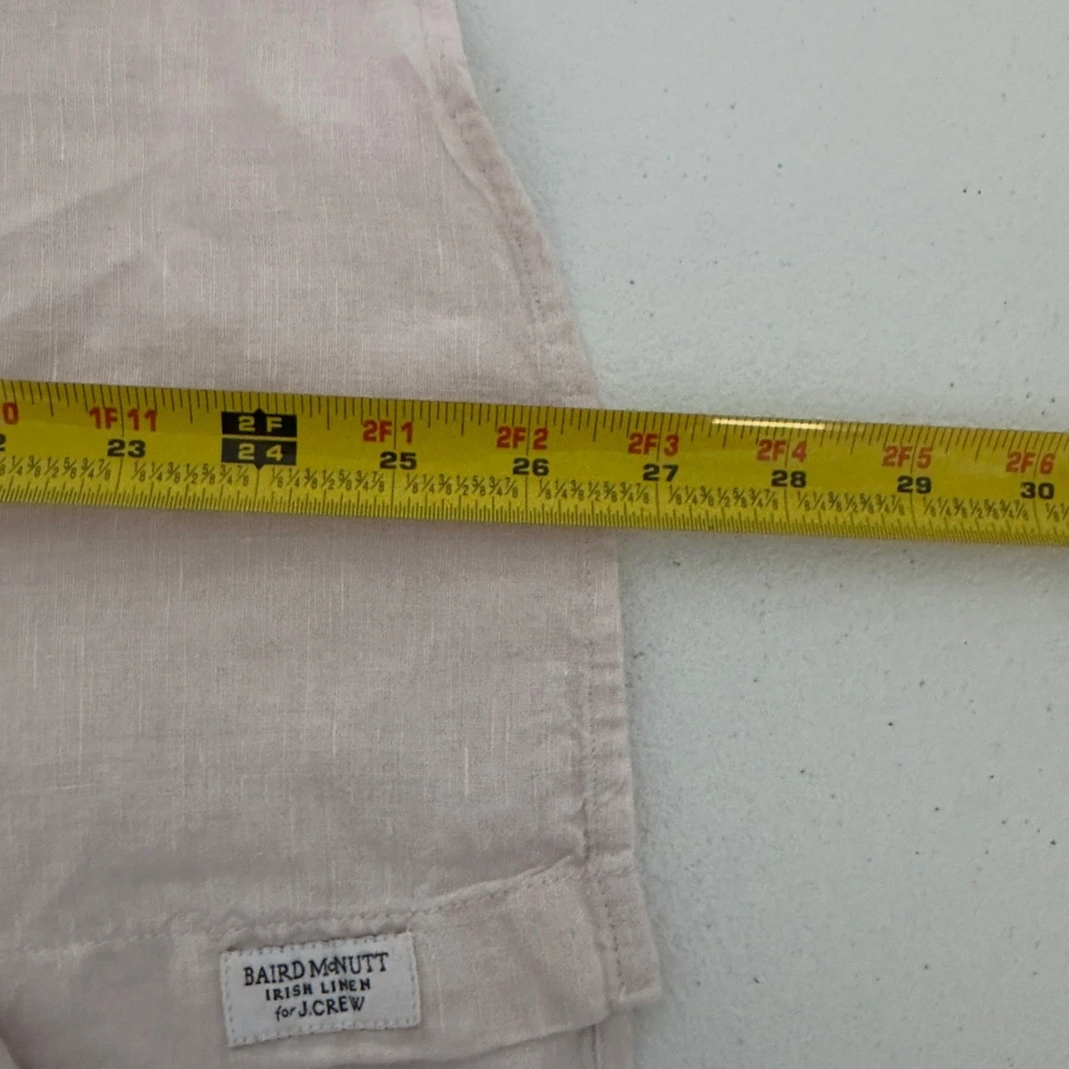J. Crew Baird McNutt Irish Linen LS ButtonUp Shirt Women's Size M Pale Pink Slim - Image 3 of 4