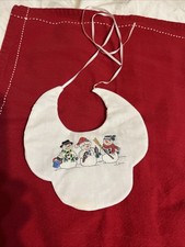 Embroidered Snowman Holiday Baby Bib