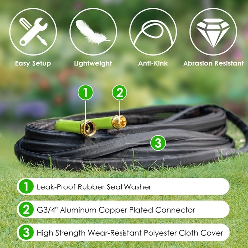 75FT Lightweight Kink-Free Garden Hose with Nozzle and Storage Bag for Outdoor - Picture 7 of 11
