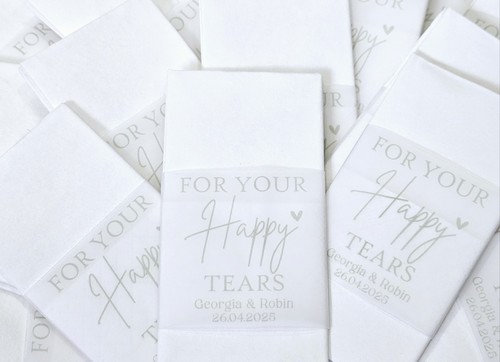 Personalised Tissue Wedding Favour Happy Tears Bride Groom Bridesmaid 3x Tissues - Picture 5 of 5