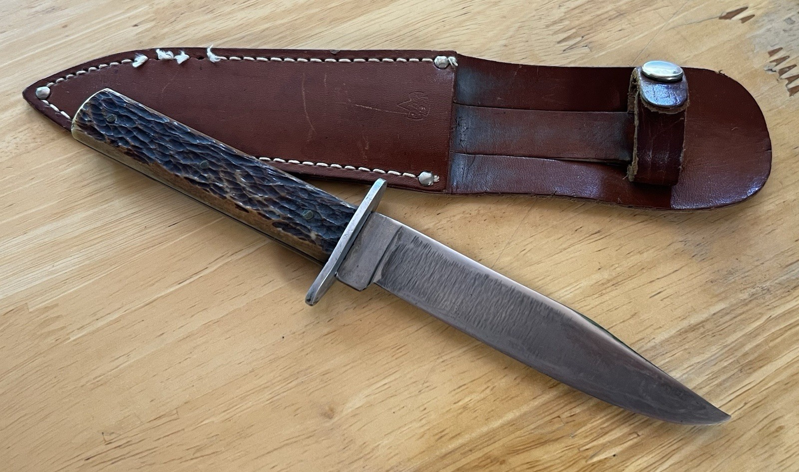 Shapleighs Fixed Blade Knife & Sheath From St. Louis MO Vintage