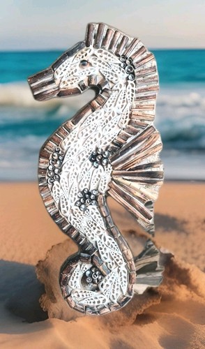 Driftwood Seahorse Wall Hanging Decor Shell 21" Large Coastal Beach Sculpture - Picture 11 of 13