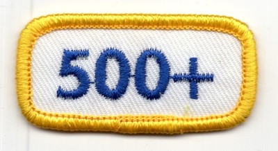 Patch Strip Girl Scouts ''500+'' Cookie Sales c2010 Segment GSC Yellow Border 2x1''