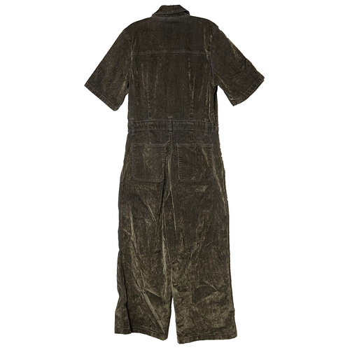 Universal Thread Women Flocked Soft Velour Jumpsuit Olive Green Wide Leg 10 - Picture 2 of 17