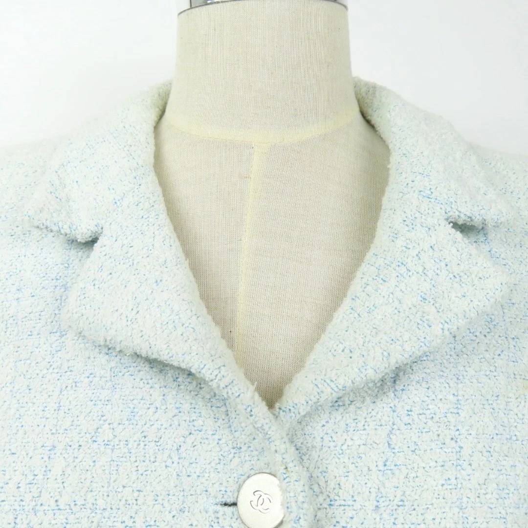 Giacca Chanel Buleather Cioccolato Tavoletta Punto Manica Corta 36 Capispalla Cotone Po