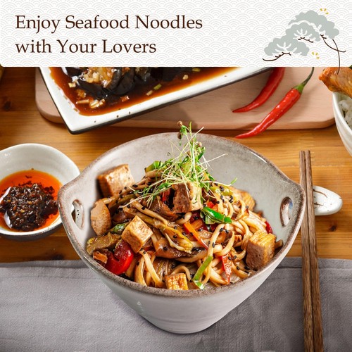 Ceramic Ramen Bowl Set, Japanese Noodle Ramen Bowls, 25oz Grey Noodle Bowl Se... - Picture 6 of 7