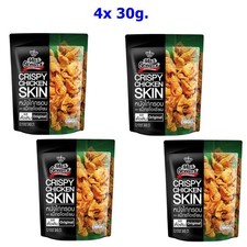 4x Snack Crispy Chicken Fried Skin Chips Original Flavour Camping Party Max 30