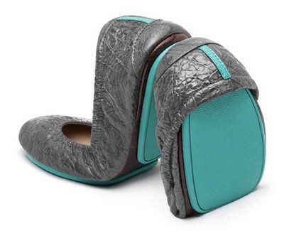 Tieks Ballet Flats Embossed SLATE GREY CROC Size 7 EXCELLENT CONDITION