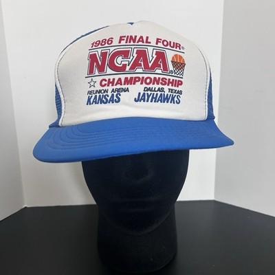 VTG 1986 NCAA Final Four Snapback Hat Mesh Trucker Kansas Jayhawks March Madness