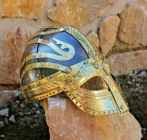 Nuevo casco vikingo medieval Vendel Sca Larp casco réplica disfraz Sca Larp - Imagen 3 de 5