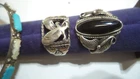 Vintage Sterling Silver three Rings & Bracelet with Turquois sets  ounce + ster