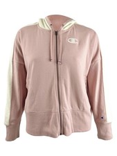Champion Women's Heritage Herringbone-Accent Zip Hoodie 2X, Dream Pink/Cloud 