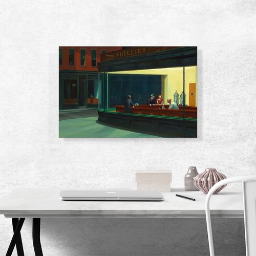 ARTCANVAS Nighthawks 1942 Canvas Art Print Stretched Framed Painting Picture ... - Picture 2 of 9