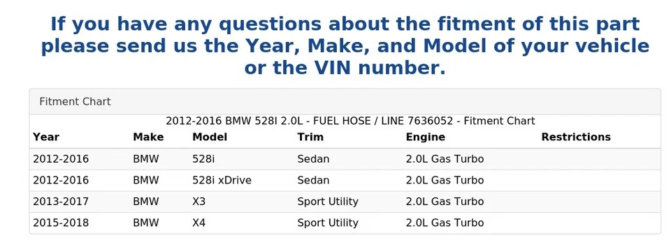 BMW 528I 2012-2016 2,0 L - manguera de combustible / línea 7636052 Foto 4 de 4