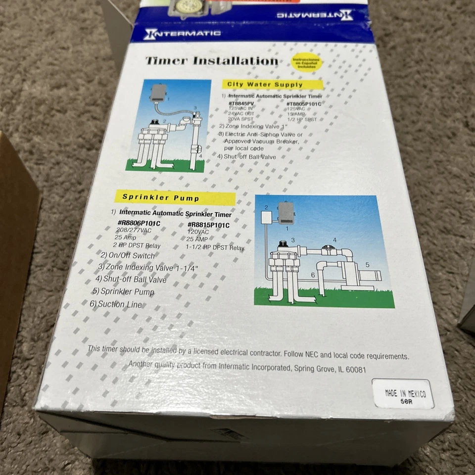 Intermatic T8805P101C 1/2 HP IndoorOutdoor Irrigation/Sprinkler Timer NEW SEALED - Image 3 of 4
