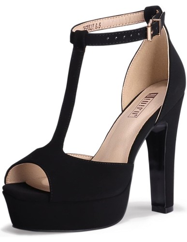 IDIFU Damen IN5 Polly Plateau klobige High Heels T-Riemen sexy Sandalen Peeptoe - Bild 12 von 17