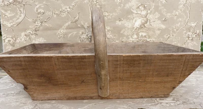 Ancien Panier à Vendange bois ancien old French wine basket 44cmX28cmX22cm haut - Photo 1/4