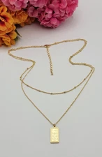 Zodiac LIBRA Necklace Gold Wash Over Brass Double Strand Ball Bead 18"