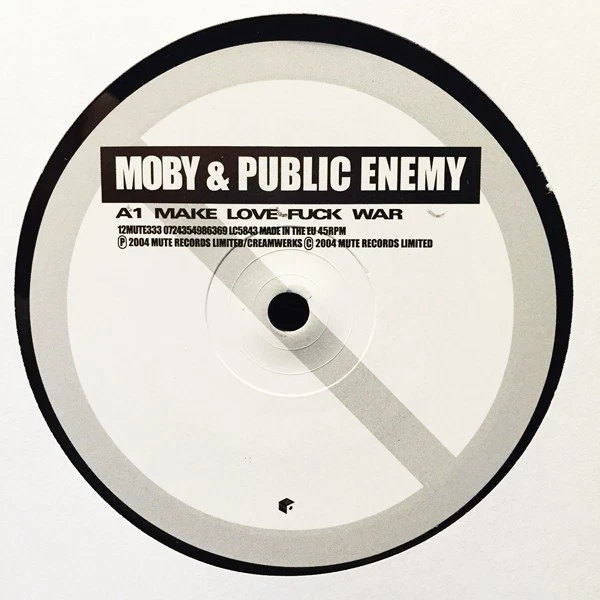 Rare! MOBY & PUBLIC ENEMY Make Love Fuck War 2004 UK MUTE 12" & STICKER! NM - Image 2 of 4