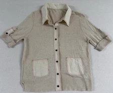 MoMa Women Top Med Linen Cotton Made In Italy Button up Classic Old Money Preppy