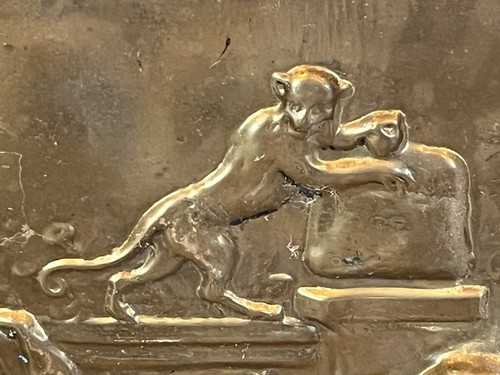 VINTAGE MED CENTURY COPPER RAISED ENGLISH SCENE METAL ART 27 1/2" X 21 1/2" - Picture 3 of 6